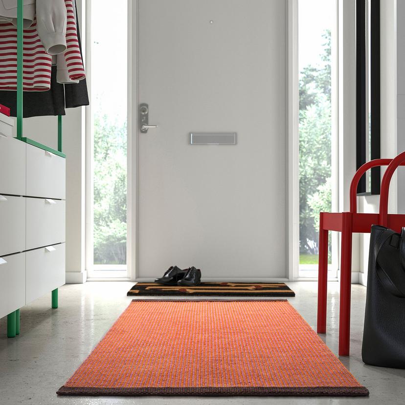 VÄGOMRÅDE — ковер, безворсовый, светлый оранжево-розовый, 80x150 см