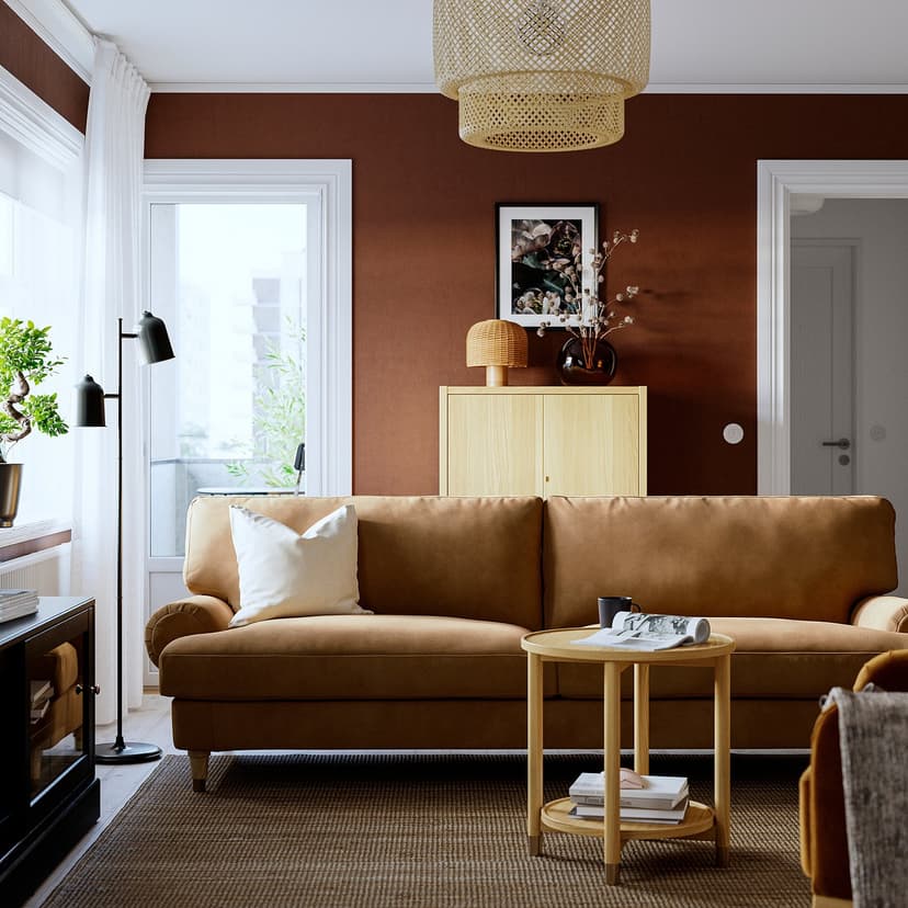 VALNÄS — Sofa 3-osobowa, Alhamn ciemny żółto-brązowy,