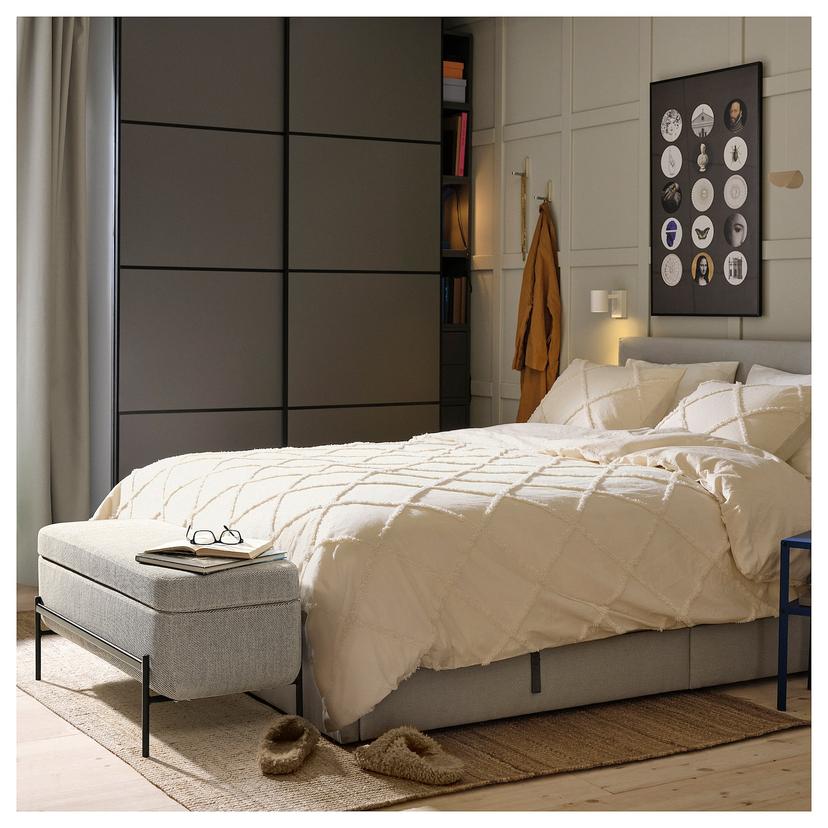 VALTORP — банкетка, с отделением для хранения/Viarp бежевый/коричневый, 103 см