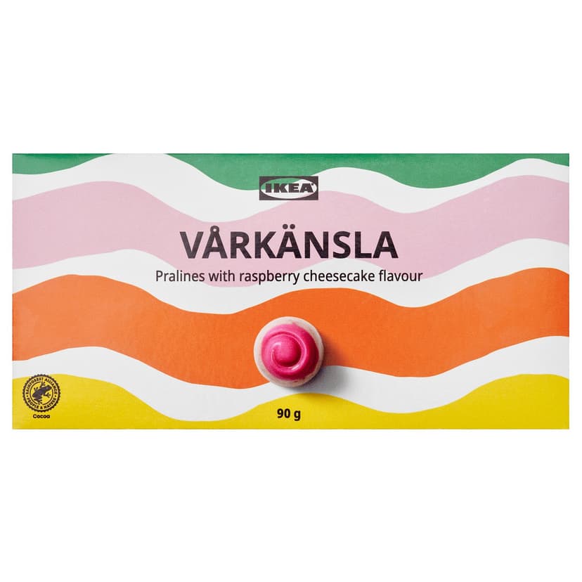 VÅRKÄNSLA — Подарочная коробка с конфетами, конфеты из белого шоколада со вкусом малинового чизкейка, 90 гр