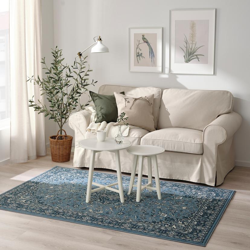 VEDBÄK — ковер, короткий ворс, синий, 133x195 см