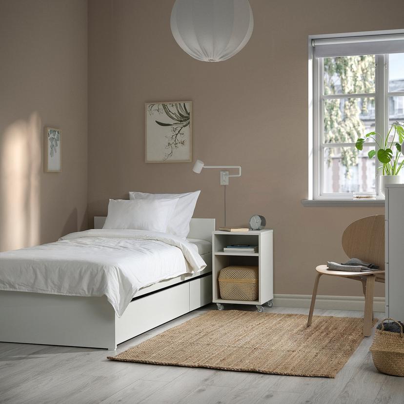 VIHALS — Rama łóżka z 2 pojemnikami, biały/Lillhällan,