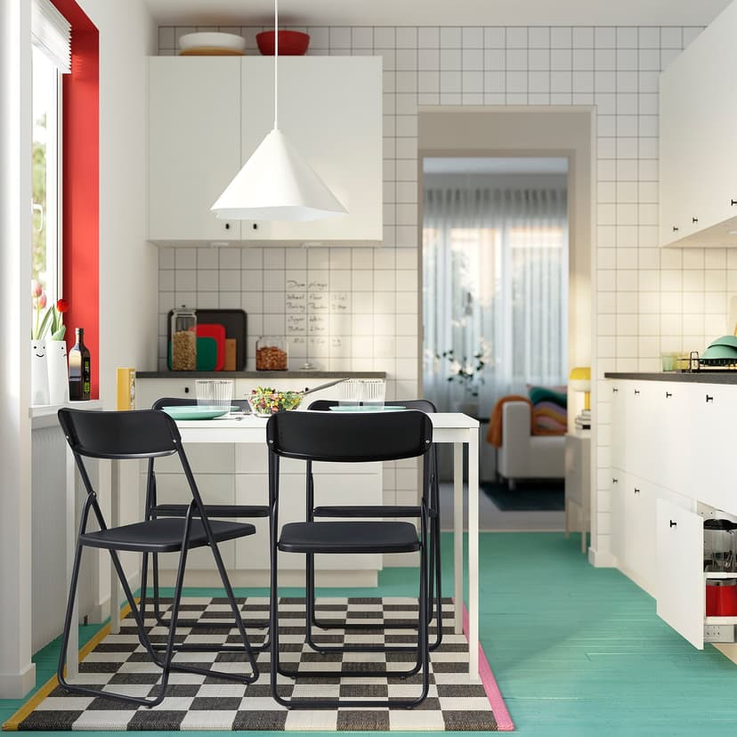 VIHALS — Stół i 4 krzesła, biały biały/czarny,