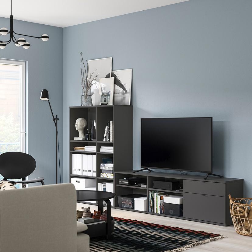 VIHALS — TV/kombinacja regałowa, ciemnoszary,
