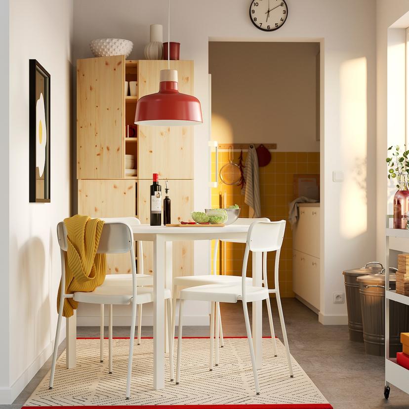 VIHALS / VIHALS — стол и 4 стула, белый белый/белый, 107 см