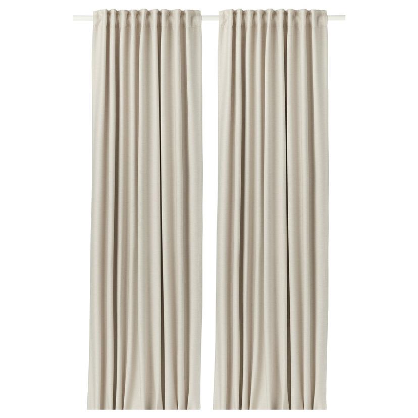 VILBORG — Затемняющие шторы, 1 пара, бежевые/с лентой.