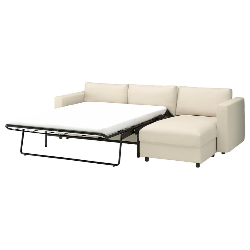 VIMLE — 3-os sofa rozkładana z szezlongiem, Knäbäck jasnobeżowy,