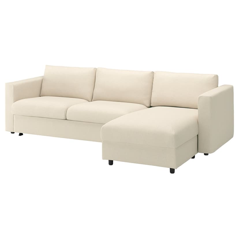 VIMLE — 3-os sofa rozkładana z szezlongiem, Knäbäck jasnobeżowy,