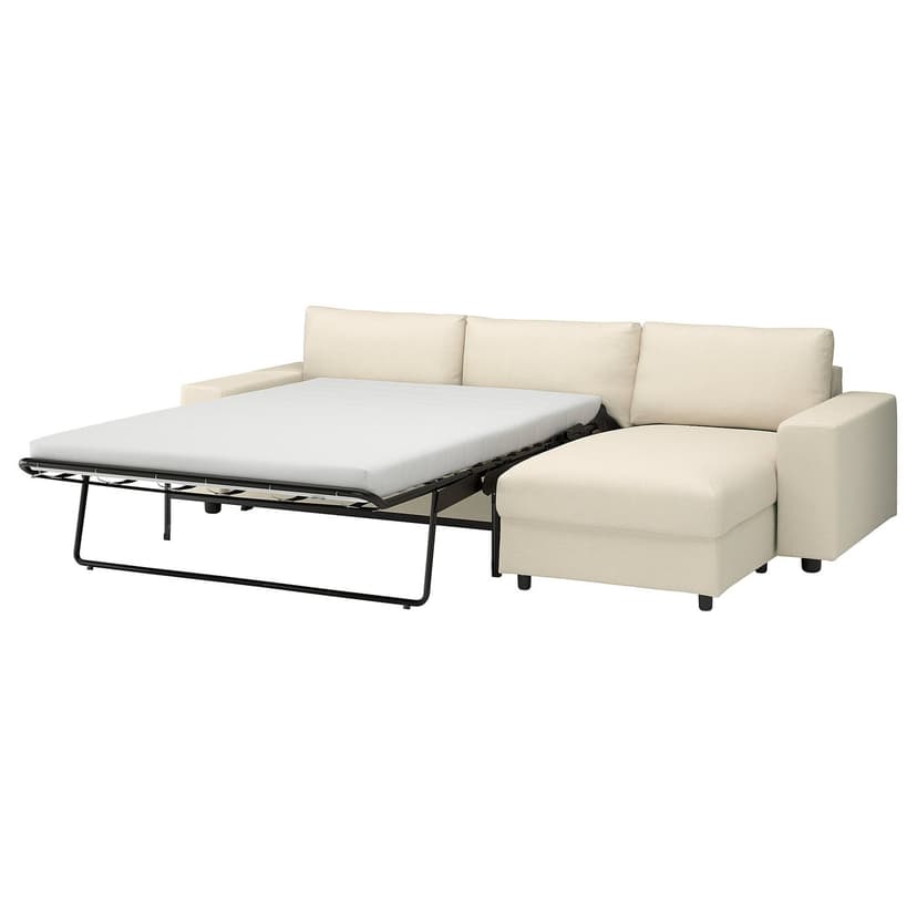 VIMLE — 3-os sofa rozkładana z szezlongiem, z szerokimi podłokietnikami/Knäbäck jasnobeżowy,