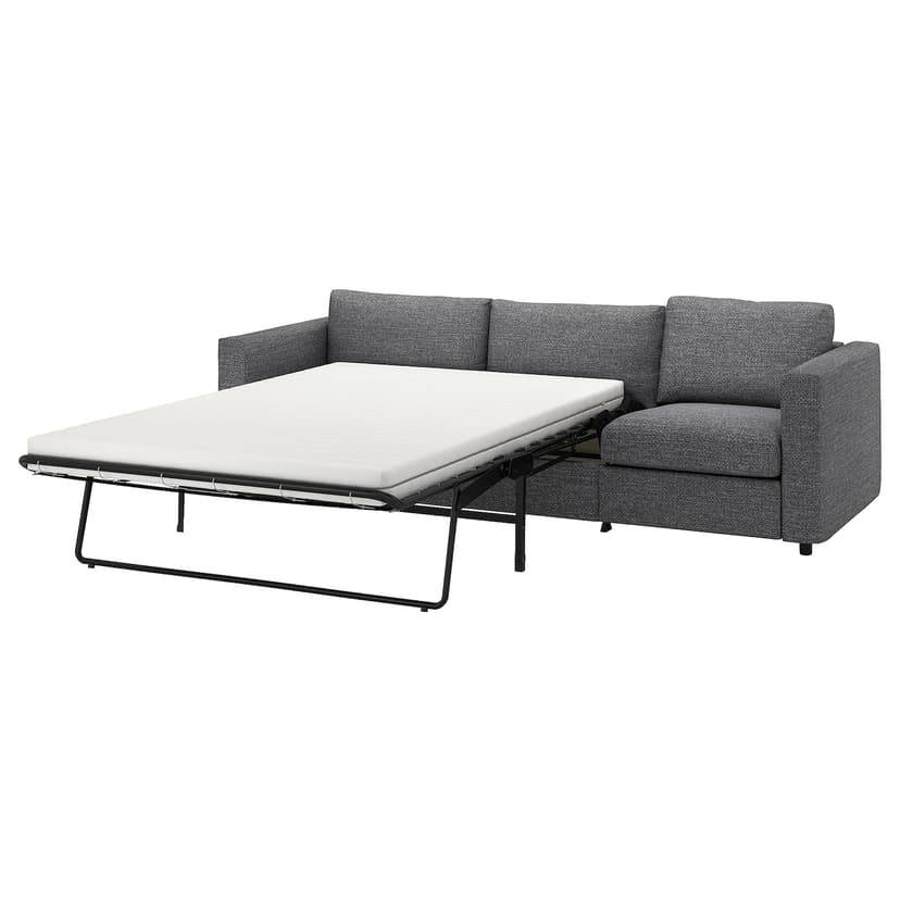 VIMLE — Sofa 3-osobowa, rozkładana, Lejde szary-czarny,
