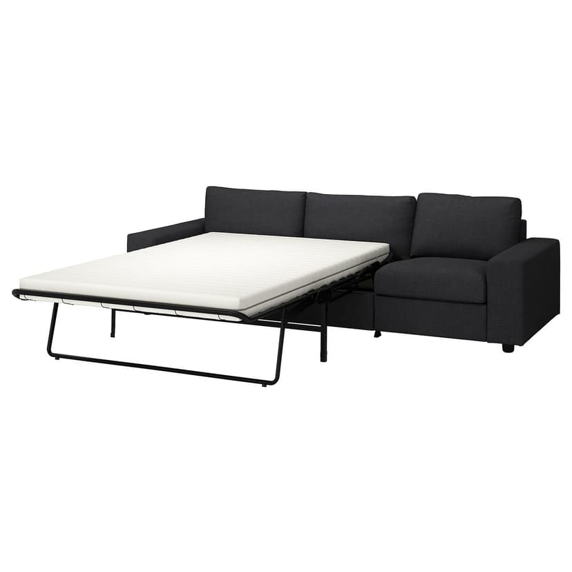 VIMLE — Sofa 3-osobowa, rozkładana, z szerokimi podłokietnikami/Hillared antracyt,