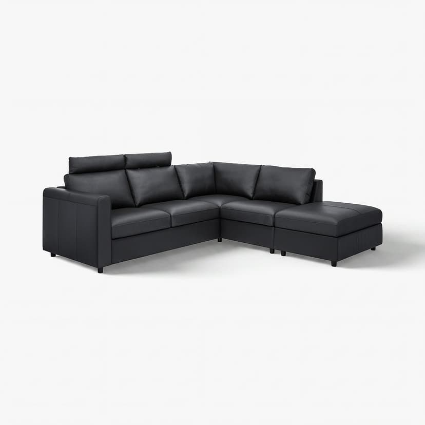 VIMLE — Sofa narożna 4-osobowa, z otwartym końcem z zagłówkiem/Grann/Bomstad czarny,