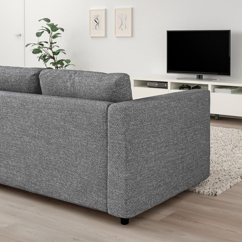 VIMLE — Sofa narożna 5-osobowa, Lejde szary-czarny,
