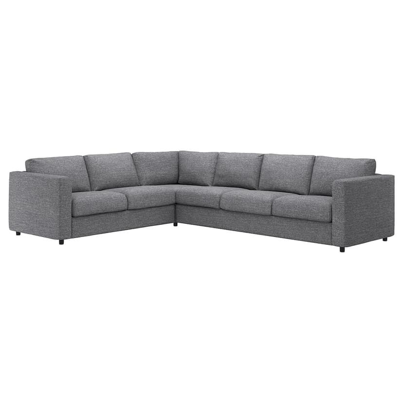 VIMLE — Sofa narożna 5-osobowa, Lejde szary-czarny,