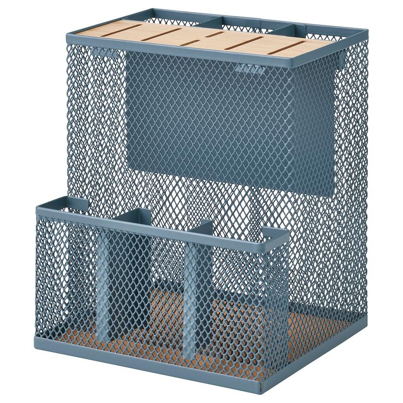 VIMPELFISK — Подставка для ножей, бамбуковая/бирюзово-серая