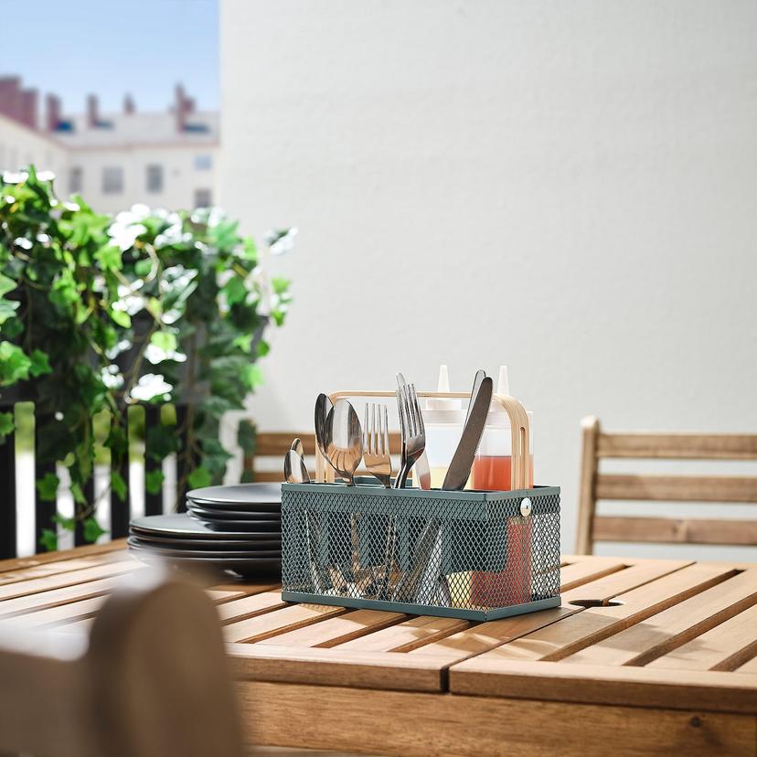 VIMPELFISK — держатель столовых приборов, бамбук/серо-бирюзовый