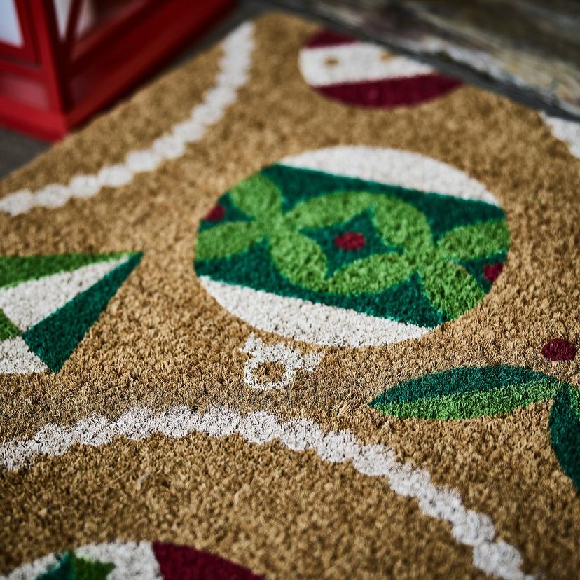 VINTERFINT — Придверный коврик, узор в виде елочных шариков, кокосовое волокно/разноцветный