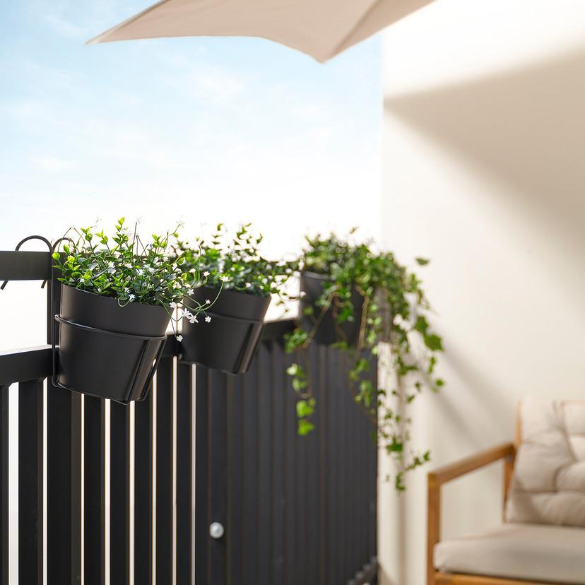 VITLÖK — кашпо с держателем, д/дома/улицы/антрацит, 15 см