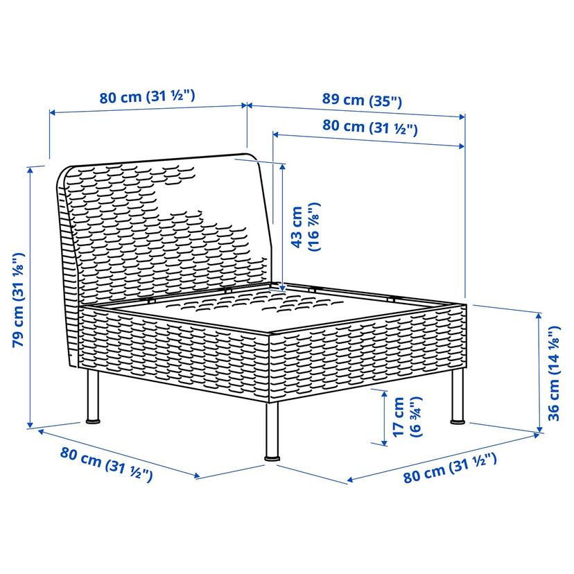 VITTSKÄR — Fotel modułowy, na zewnątrz/technorattan ciemnoszary,