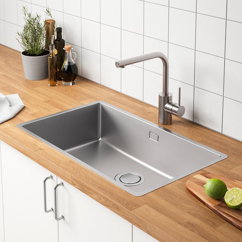 VRESJÖN — одинарная врезная мойка, нержавеющ сталь, 73x44 см
